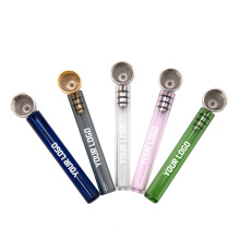 Multiple colors 95mm glass&Aluminum alloy Weed Smoking pipe tobacco with metal bowl weed pipe smoking accessories